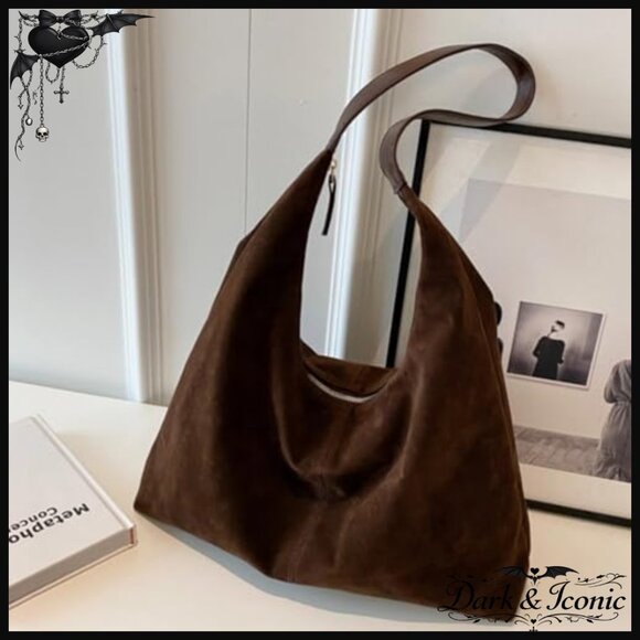 Slouchy Suede Hobo Shoulder Bag Large Capacity Work Travel Purse - Picture 2 of 7